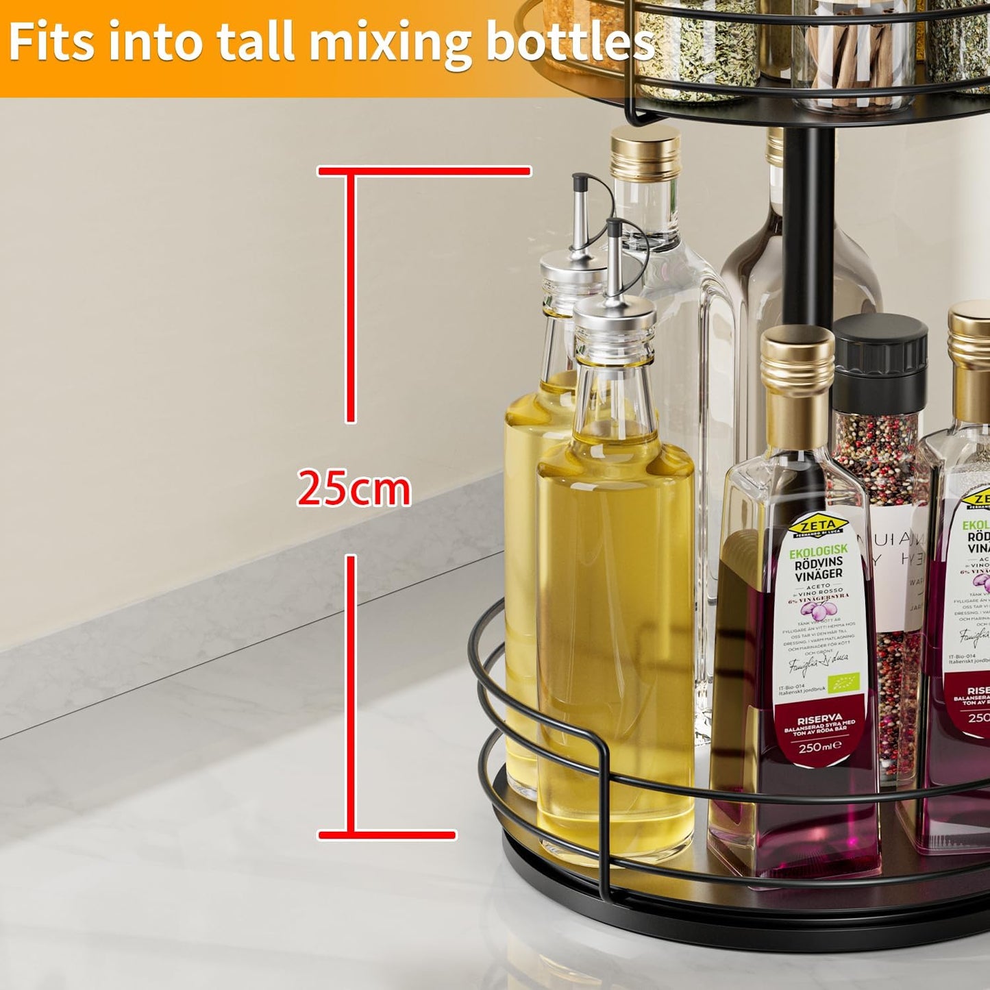 AIRUJIA Rotating Spice Rack Turntable – Lazy Susan Kitchen Organiser for Spices, Oils & Bottles