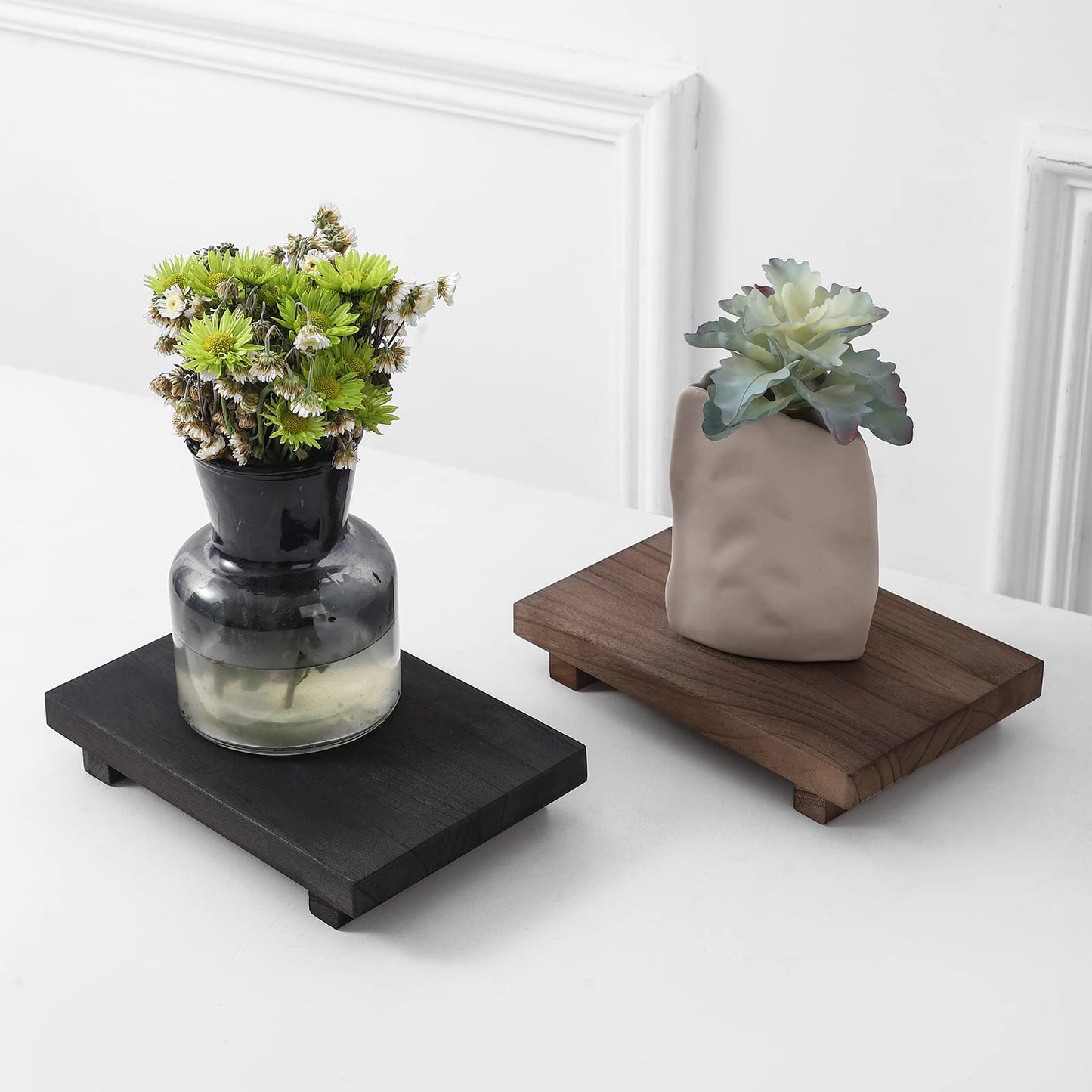 Small Wooden Tray Pedestal Stand