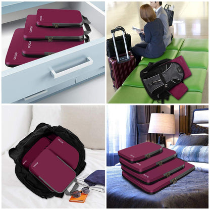 Eono Essentials Compressible Packing Cubes – 4/6-Piece Travel Luggage Organiser Set