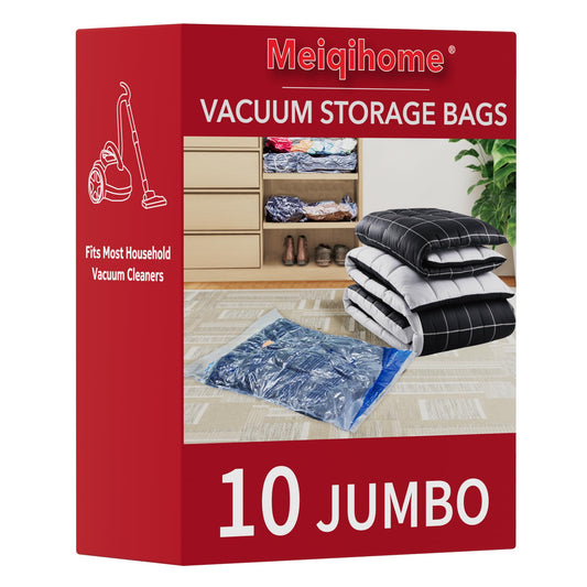 MEIQIHOME 16-Pack Vacuum Storage Bags with Electric Pump – 4J/4L/4M/4S for Clothes, Travel & Moving