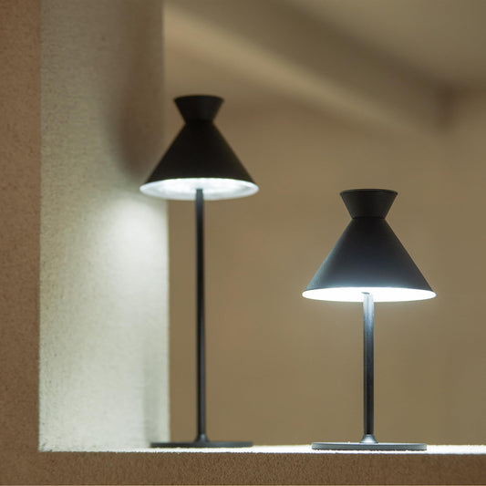 DEELUX Rechargeable LED Table Lamp with Touch Control – Dimmable, 2 Colour Temperatures, Wireless (Beige)