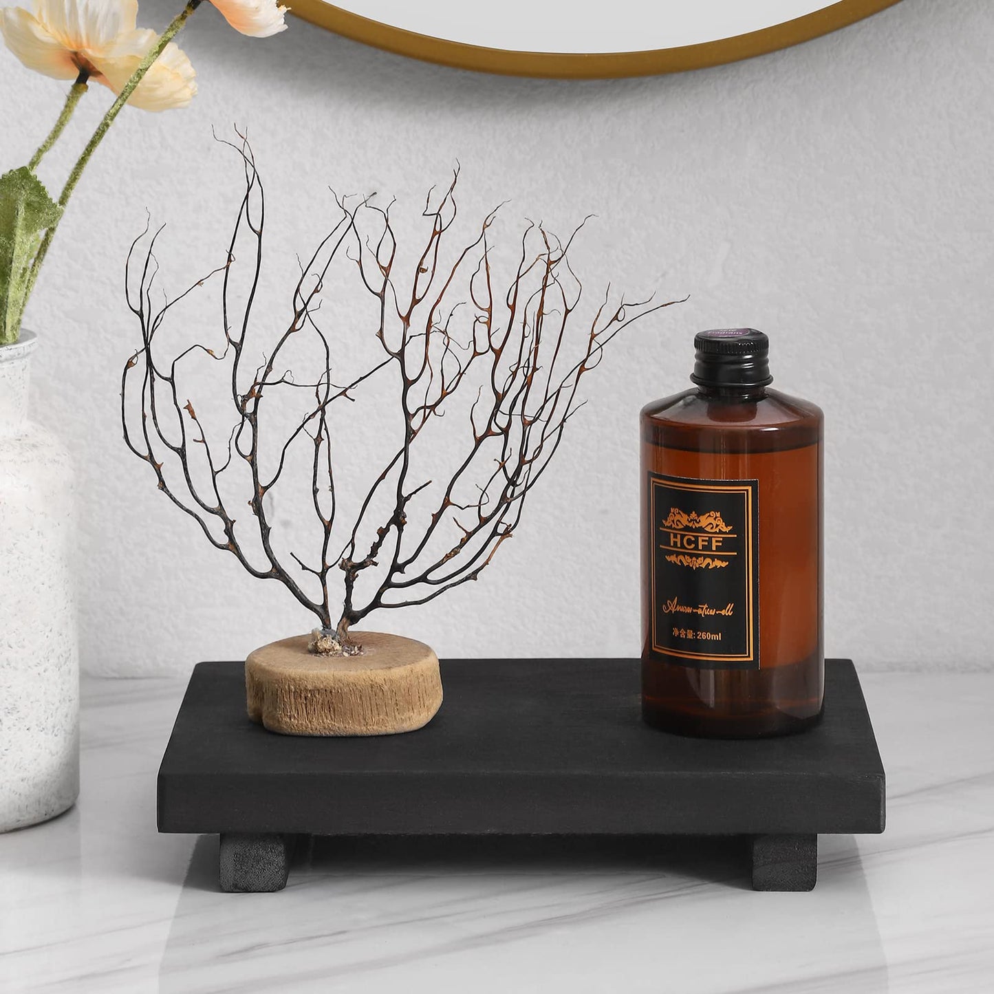 Small Wooden Tray Pedestal Stand