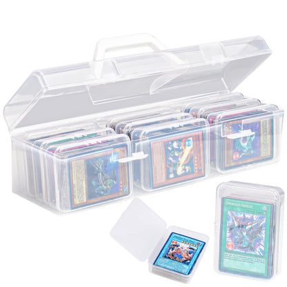 NiHome Transparent Trading Card Storage Box with 9 Compartments – Water & Dustproof, Portable Handle Case