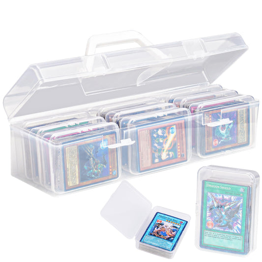 NiHome Transparent Trading Card Storage Box with 9 Compartments – Water & Dustproof, Portable Handle Case