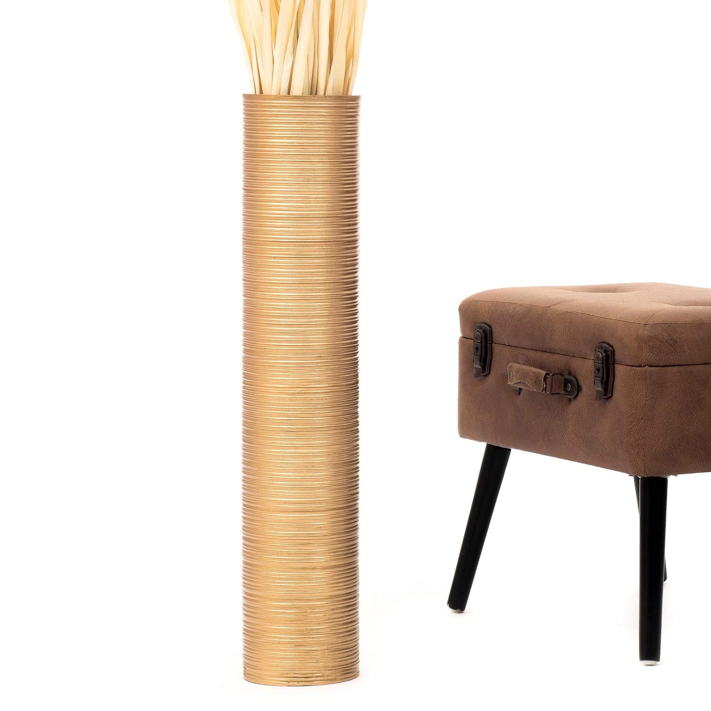 Puinen lattiamaljakko pampaheinille & oksille, 70 cm