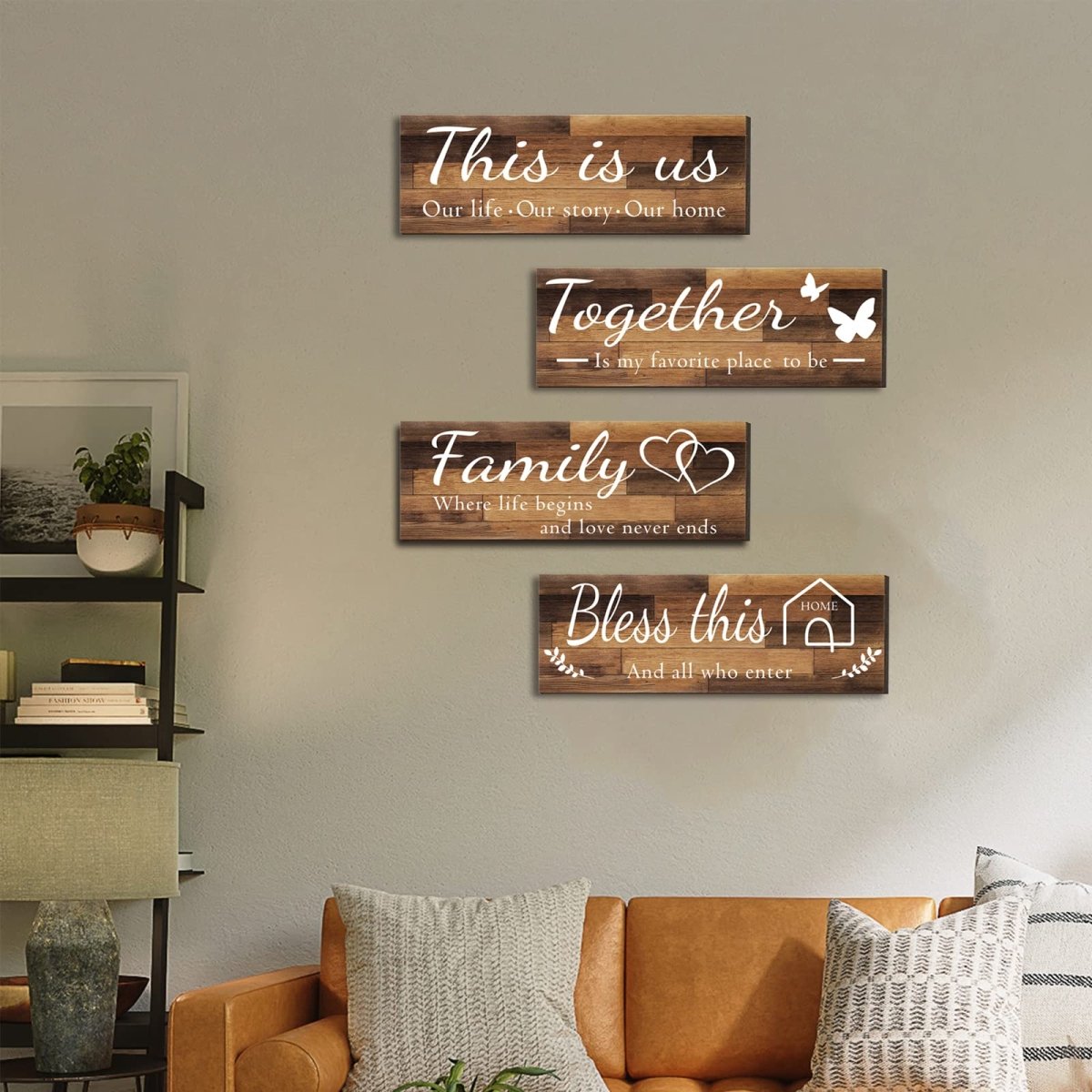 Joyhawk 4 - Piece Rustic Wooden Wall Decor – Farmhouse Signs for Living Room, Bedroom, Kitchen (Grey, 4.7" x 13.8"). - Easiley - B09X3BT2VS