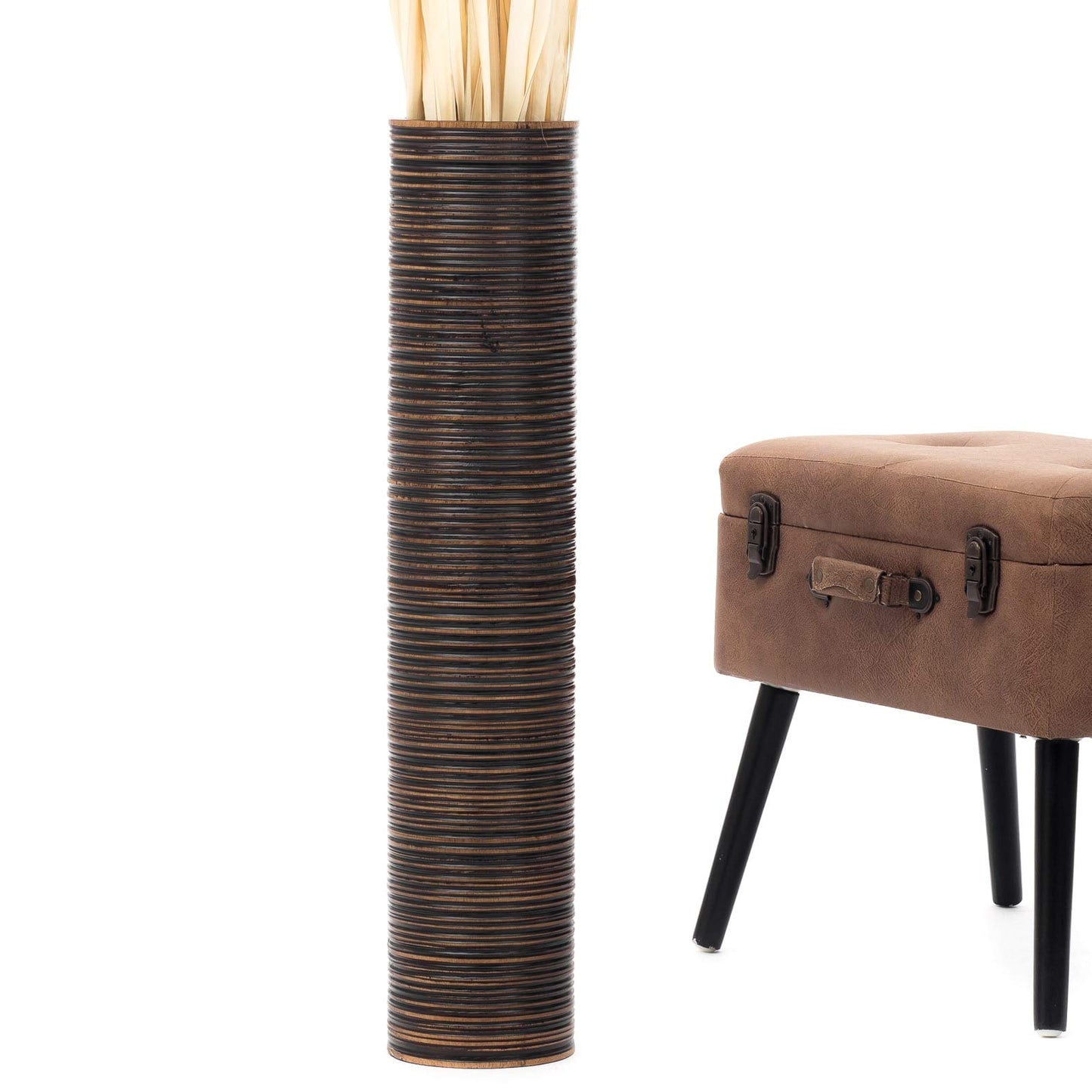 Puinen lattiamaljakko pampaheinille & oksille, 70 cm