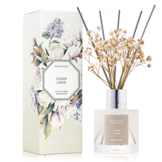 Reed Diffuser Set (3.38 fl oz) – Clean Linen Scent with 8 Sticks, Home Fragrance for Bathroom & Shelf Decor - Easiley - B0CYLQNK34