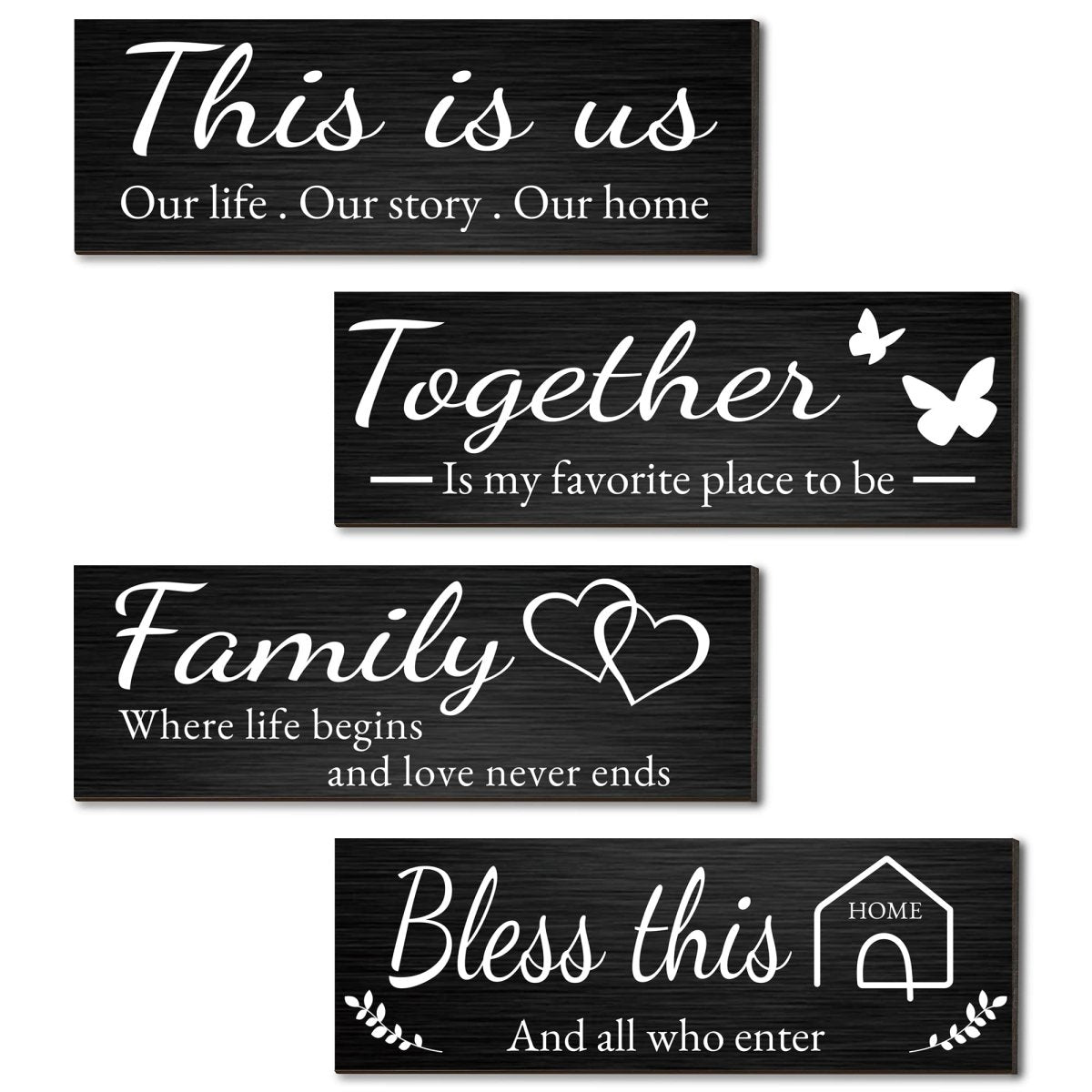 Joyhawk 4 - Piece Rustic Wooden Wall Decor – Farmhouse Signs for Living Room, Bedroom, Kitchen (Grey, 4.7" x 13.8"). - Easiley - B0BXGLV548