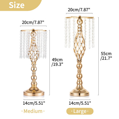 Nuptio Kristall-Blumenständer, Hochzeitsdekoration für Tische, 26 cm Höhe, Blumenhalter, Mittelstück, Metall-Blumenvase für Hochzeit, Party, Empfang, Esszimmer, Wohnzimmer, Dekoration, 2 Stück