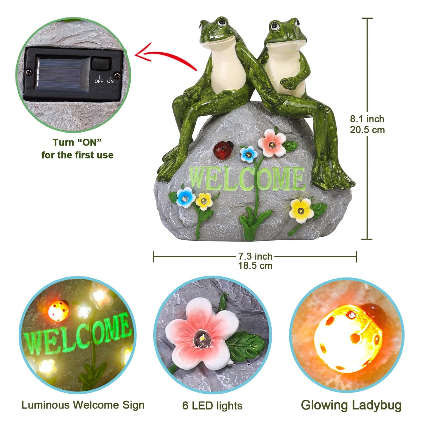 Nacome Solar Turtle Garden Statue – Outdoor Decor with Succulent & 7 LED Lights, Ideal for Patio, Yard, or Balcony