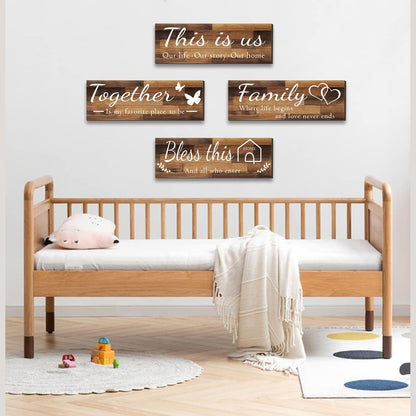 Joyhawk 4 - Piece Rustic Wooden Wall Decor – Farmhouse Signs for Living Room, Bedroom, Kitchen (Grey, 4.7" x 13.8"). - Easiley - B09X3BT2VS
