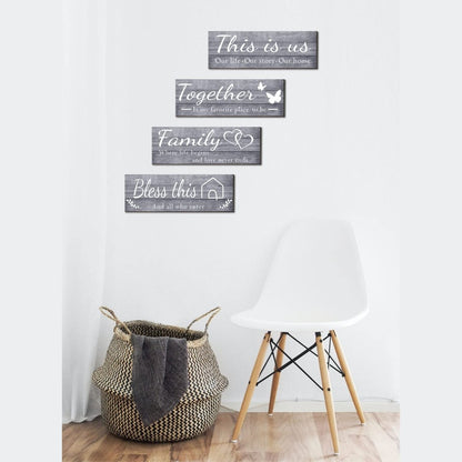 Joyhawk 4 - Piece Rustic Wooden Wall Decor – Farmhouse Signs for Living Room, Bedroom, Kitchen (Grey, 4.7" x 13.8"). - Easiley - B09X3BT2VS