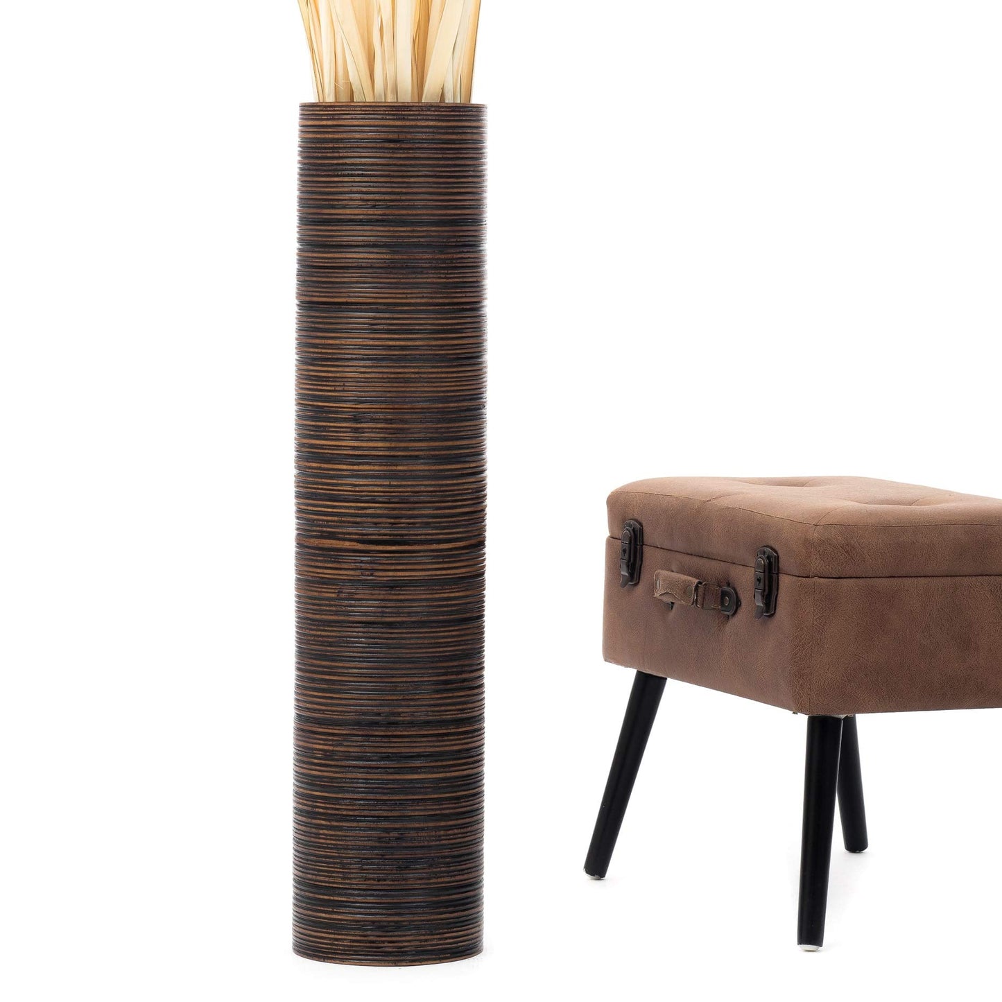 Puinen lattiamaljakko pampaheinille & oksille, 70 cm