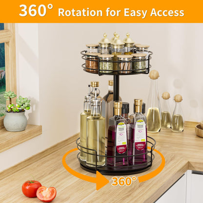 AIRUJIA Rotating Spice Rack Turntable – Lazy Susan Kitchen Organiser for Spices, Oils & Bottles