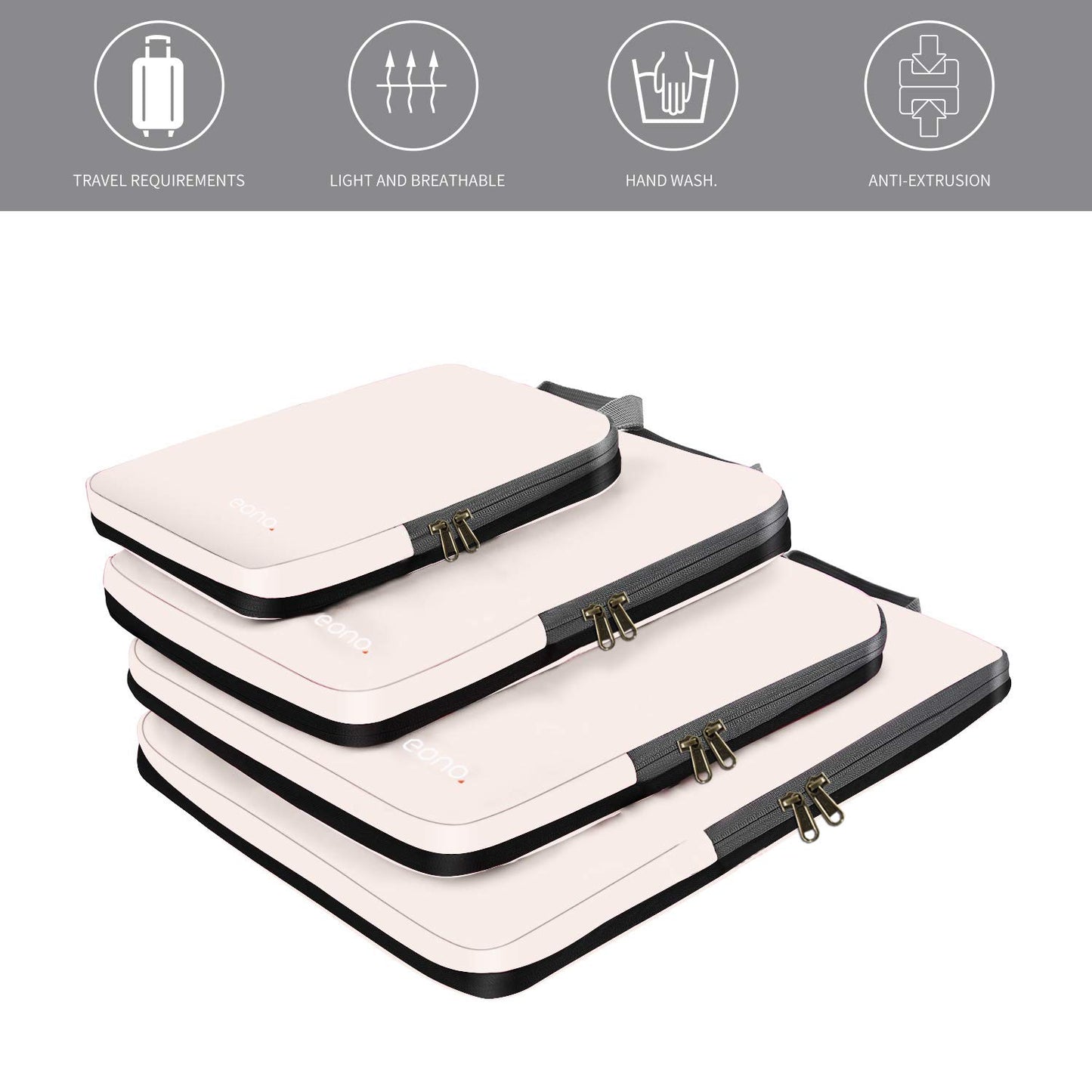 Eono Essentials Compressible Packing Cubes – 4/6-Piece Travel Luggage Organiser Set