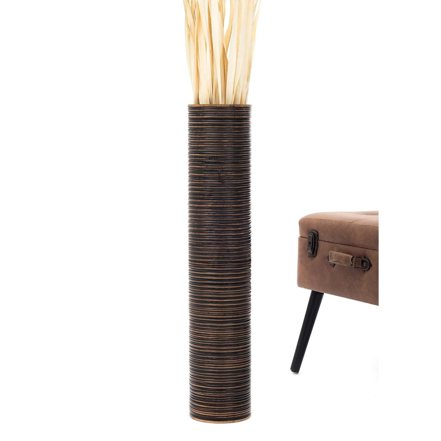 Puinen lattiamaljakko pampaheinille & oksille, 70 cm