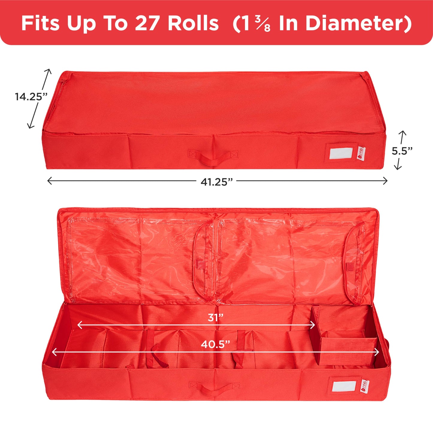 Premium Wrapping Paper Storage – Holds 27 Rolls, Extra Pockets, Underbed Organizer