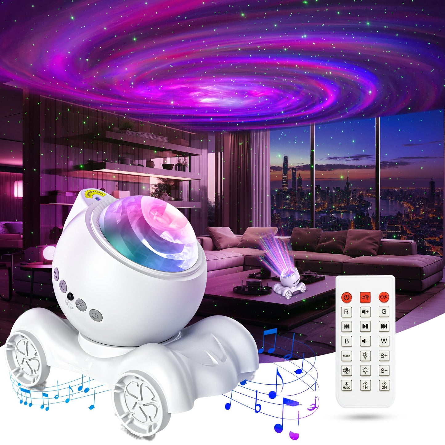 ENOKIK Galaxy Projector – Star & Aurora Night Light with Bluetooth Speaker & White Noise