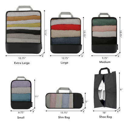 Eono Essentials Compressible Packing Cubes – 4/6-Piece Travel Luggage Organiser Set