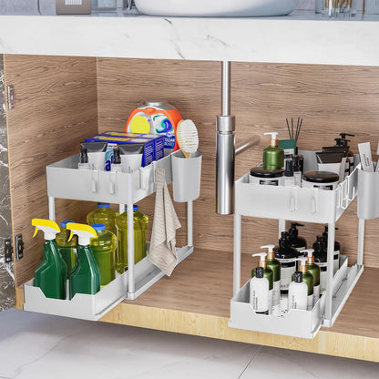 Puricon 2-tasoinen altaan aluskori – monikäyttöinen keittiöhylly ja mausteteline (musta)