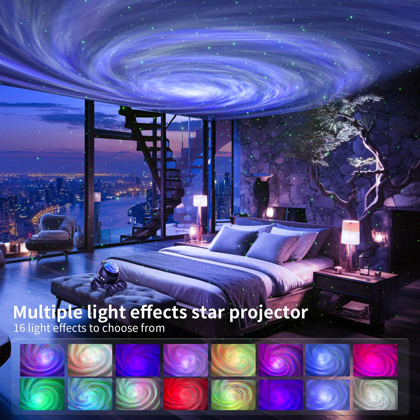 ENOKIK Galaxy Projector – Star & Aurora Night Light with Bluetooth Speaker & White Noise