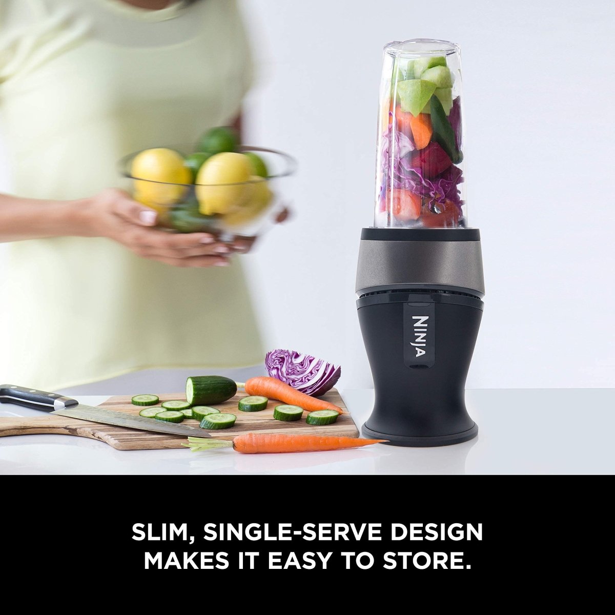 Ninja Fit Compact Personal Blender, Portable Blender for - Smoothies, Shakes, Food Prep, and Frozen Blending, 700 - Watt Base, (2) 16 - oz. Cups and Spout Lids, Black QB3001SS - Easiley - B01FHOWYA2