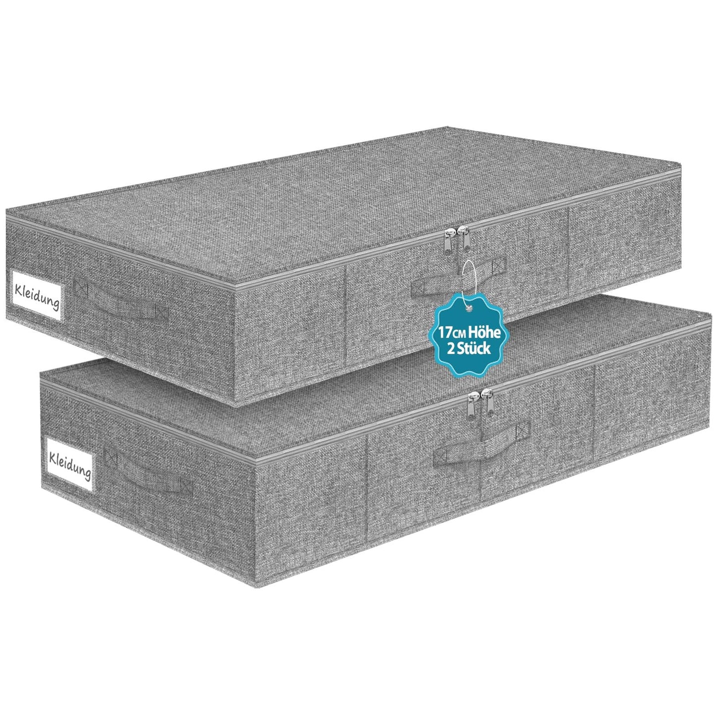 JUPELI Underbed Storage Boxes – Pack of 2 Foldable Fabric Drawers with Handles (Grey)