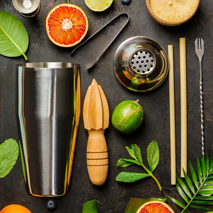 GWHOLE Cocktailshaker Set Cocktailmixer 750ml Bar Zubehör Edelstahl mit Cocktailrezepte Ebook, Messbecher