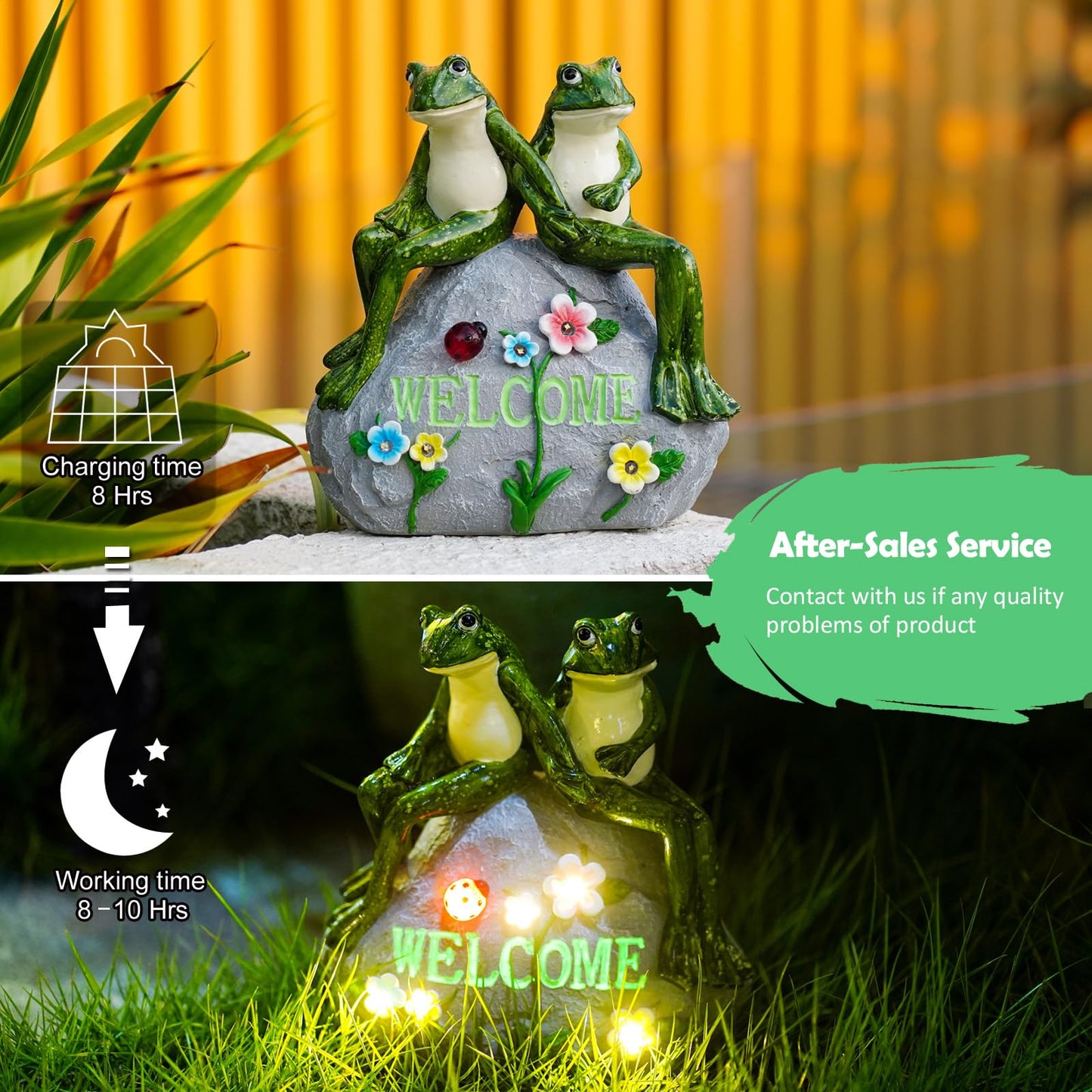 Nacome Solar Turtle Garden Statue – Outdoor Decor with Succulent & 7 LED Lights, Ideal for Patio, Yard, or Balcony