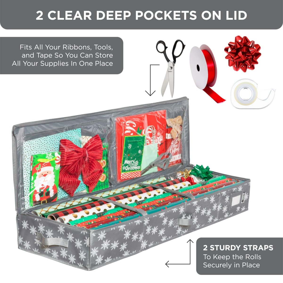 Premium Wrapping Paper Storage – Holds 27 Rolls, Extra Pockets, Underbed Organizer