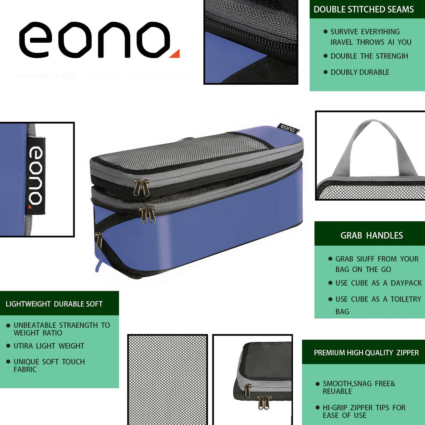 Eono Essentials Compressible Packing Cubes – 4/6-Piece Travel Luggage Organiser Set