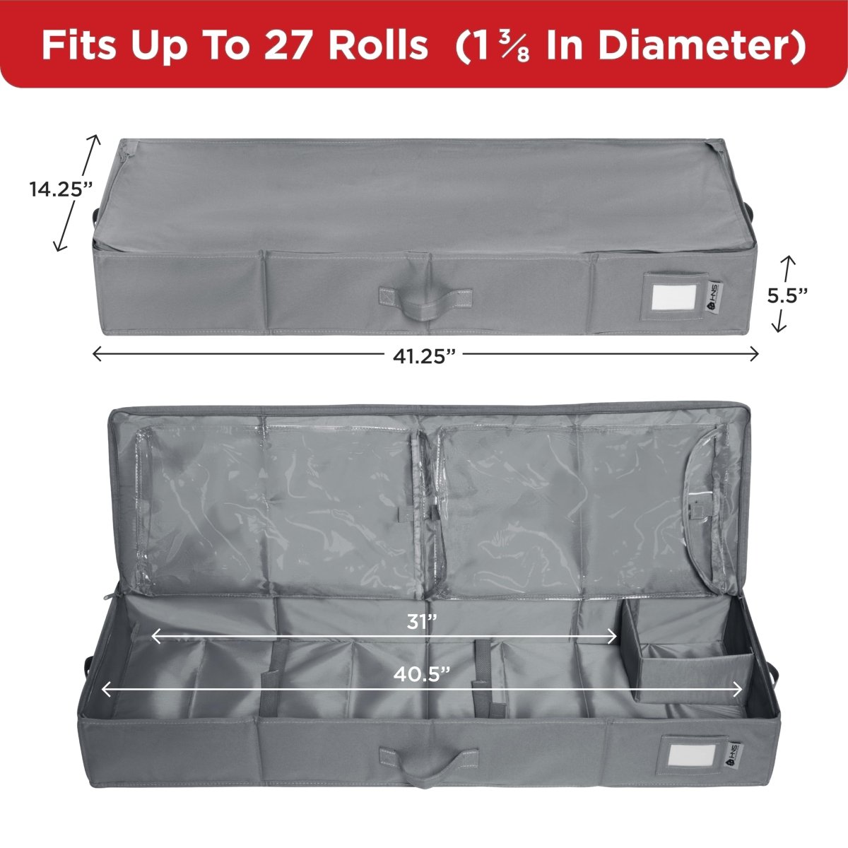 Premium Wrapping Paper Storage – Holds 27 Rolls, Extra Pockets, Underbed Organizer