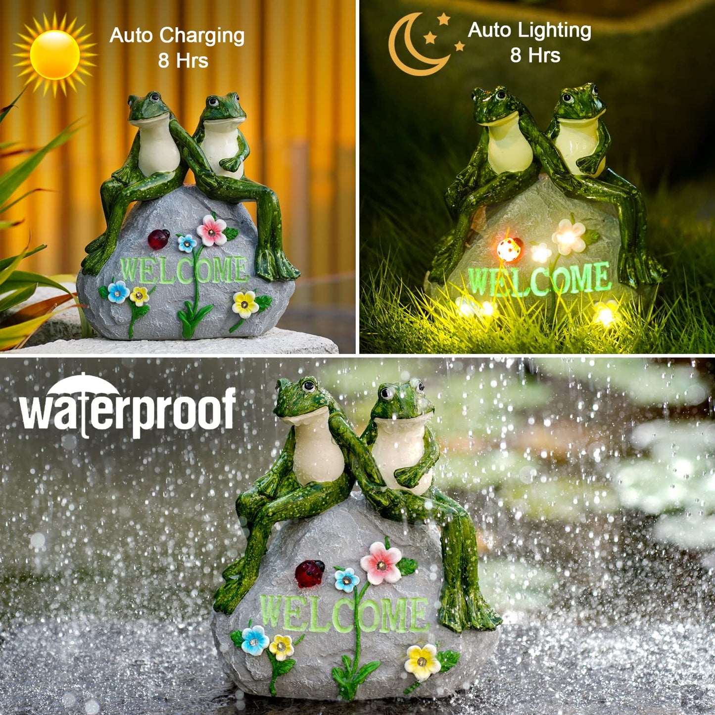 Nacome Solar Turtle Garden Statue – Outdoor Decor with Succulent & 7 LED Lights, Ideal for Patio, Yard, or Balcony