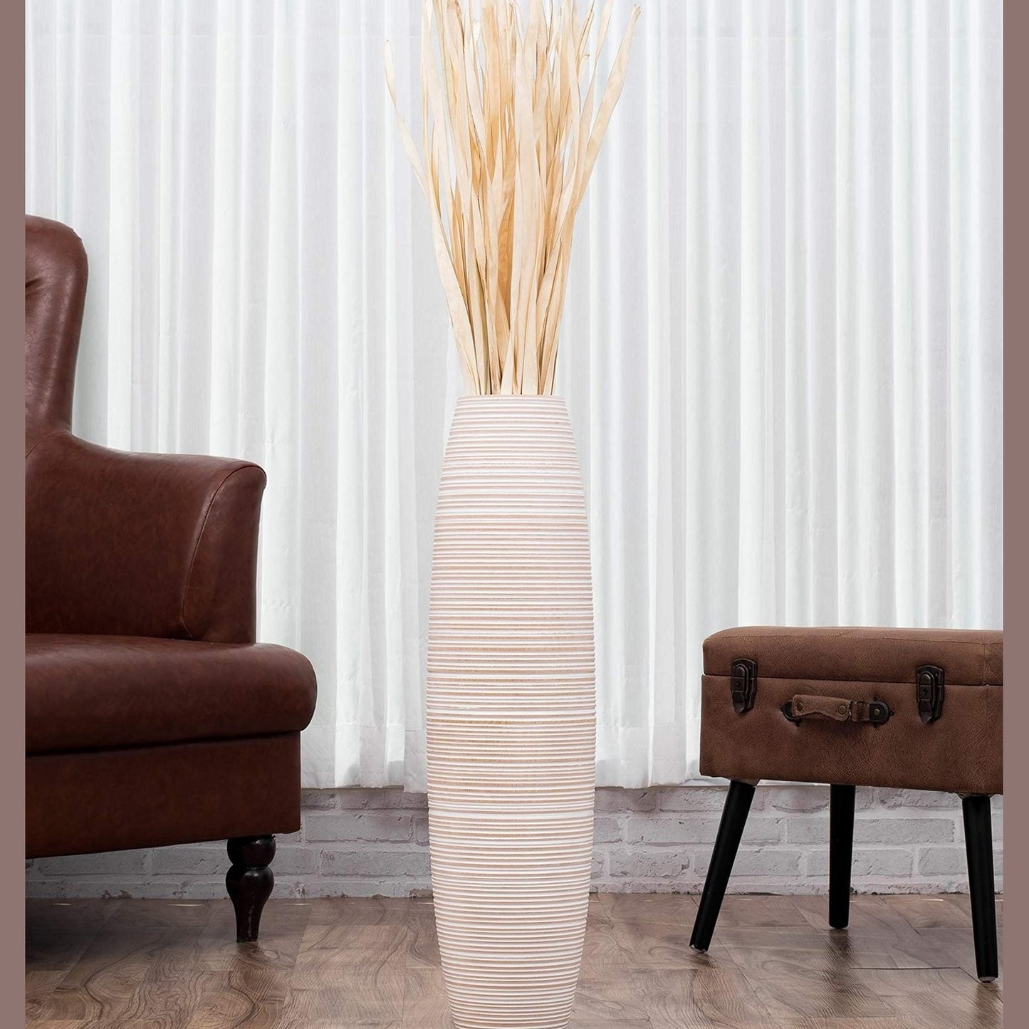 Suuri puinen lattiamaljakko, 70 cm