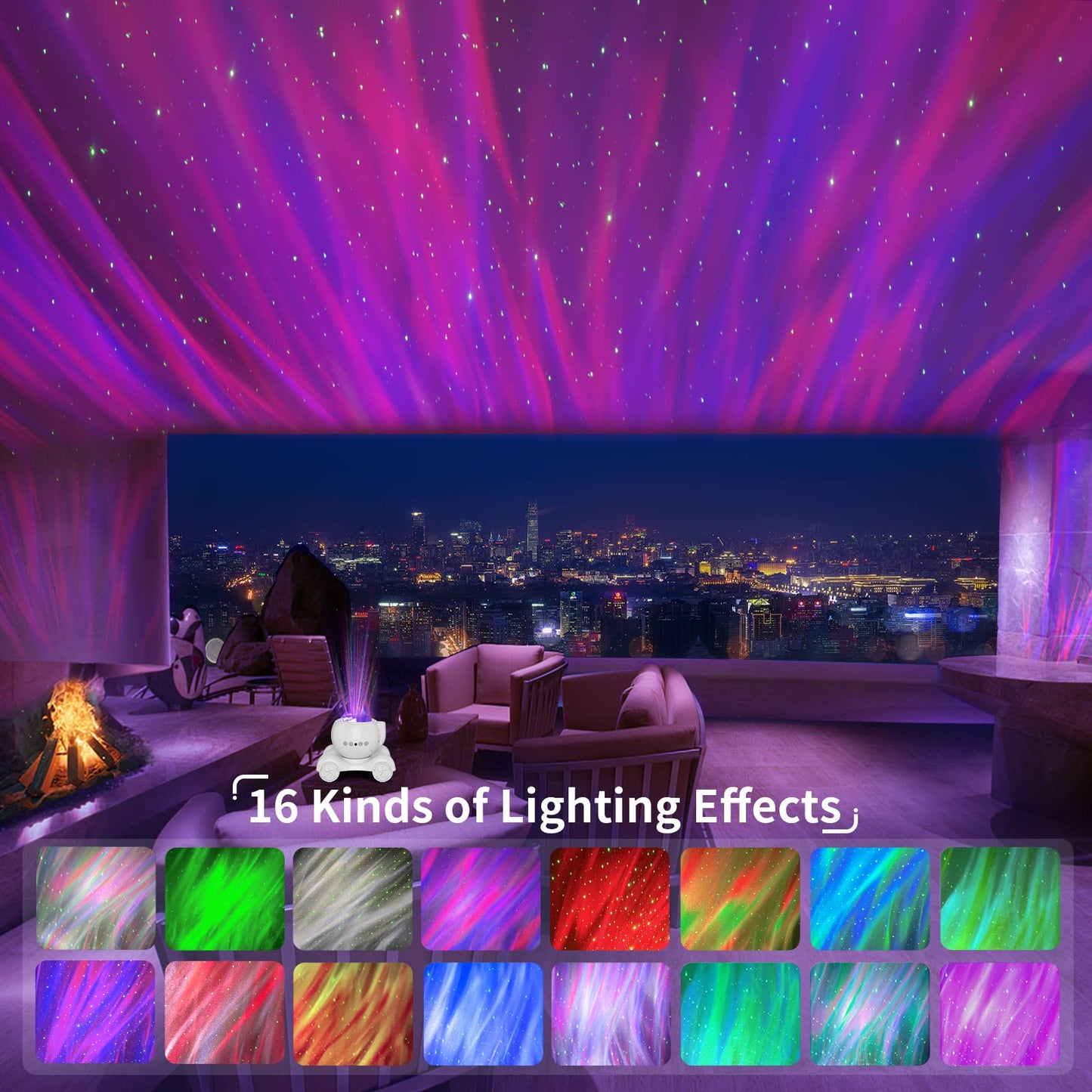 ENOKIK Galaxy Projector – Star & Aurora Night Light with Bluetooth Speaker & White Noise