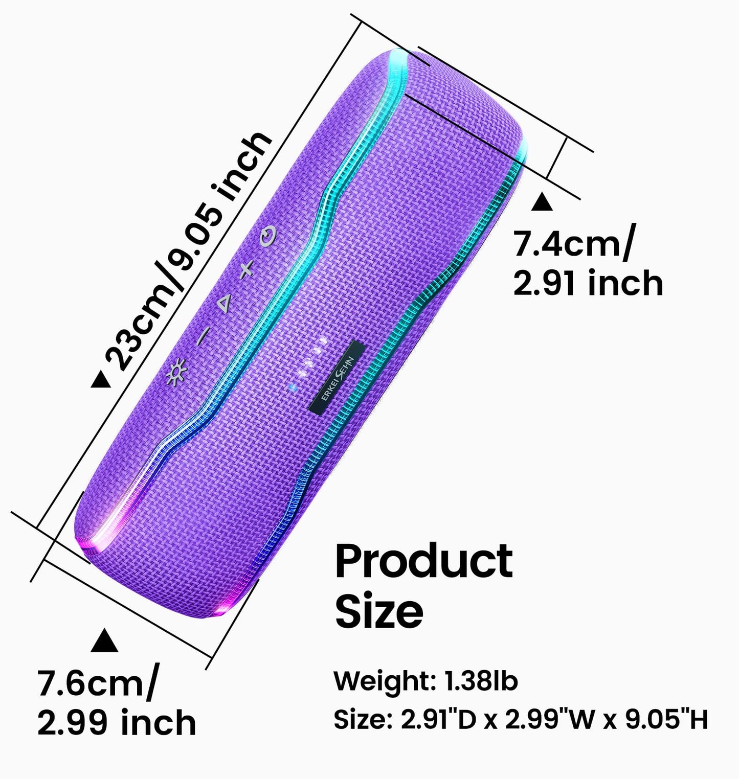 Portable Bluetooth Speaker – IPX7 Waterproof, 25W Super Bass, 24H Playtime, Colorful Lights, 100ft Range, TWS Pairing, Perfect for Outdoor, Party, & Beach.