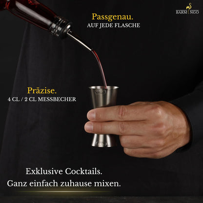 Cocktail Shaker Set [1,3 - SEHR GUT] - 500ml Edelstahl Cocktailshaker mit Bar Zubehör, Cocktail Set | Bar Set | Barkeeper Set | Cocktail Mix Set | Bar Geschenkset | Schwarz-Silber