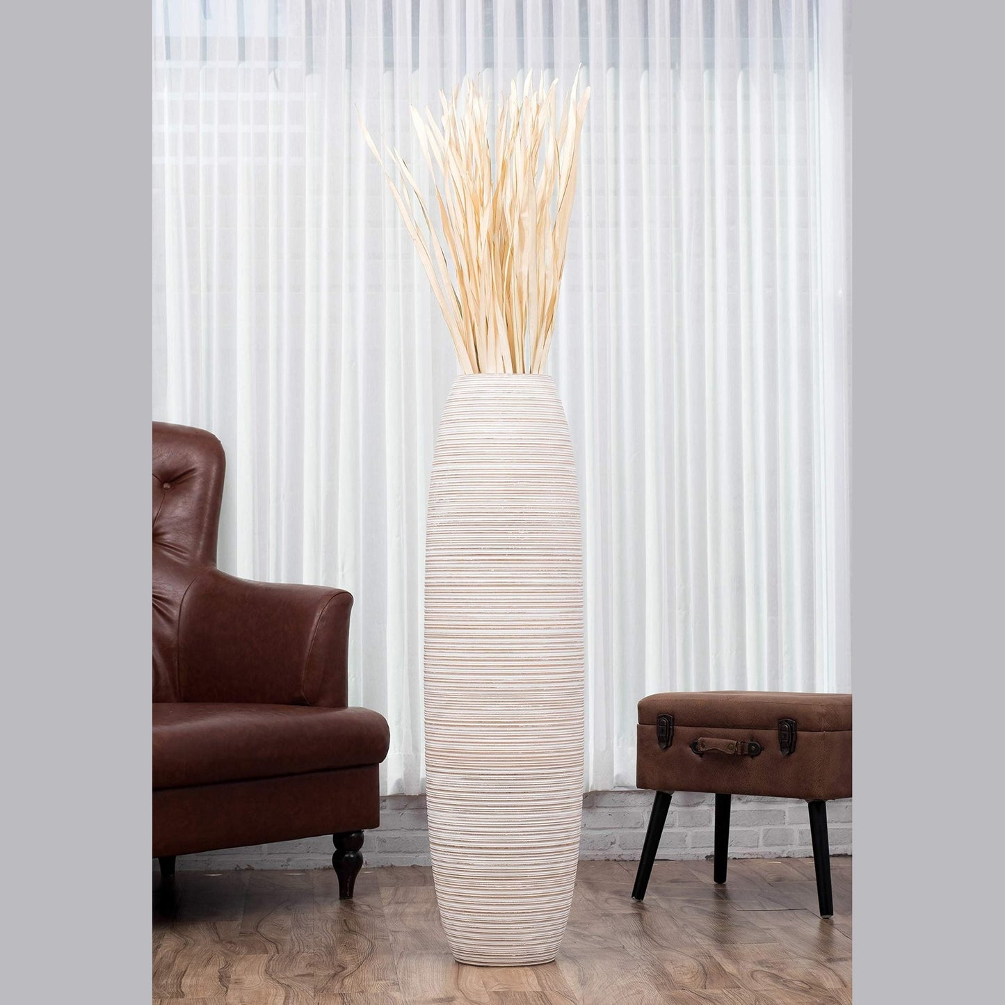 Suuri puinen lattiamaljakko, 70 cm