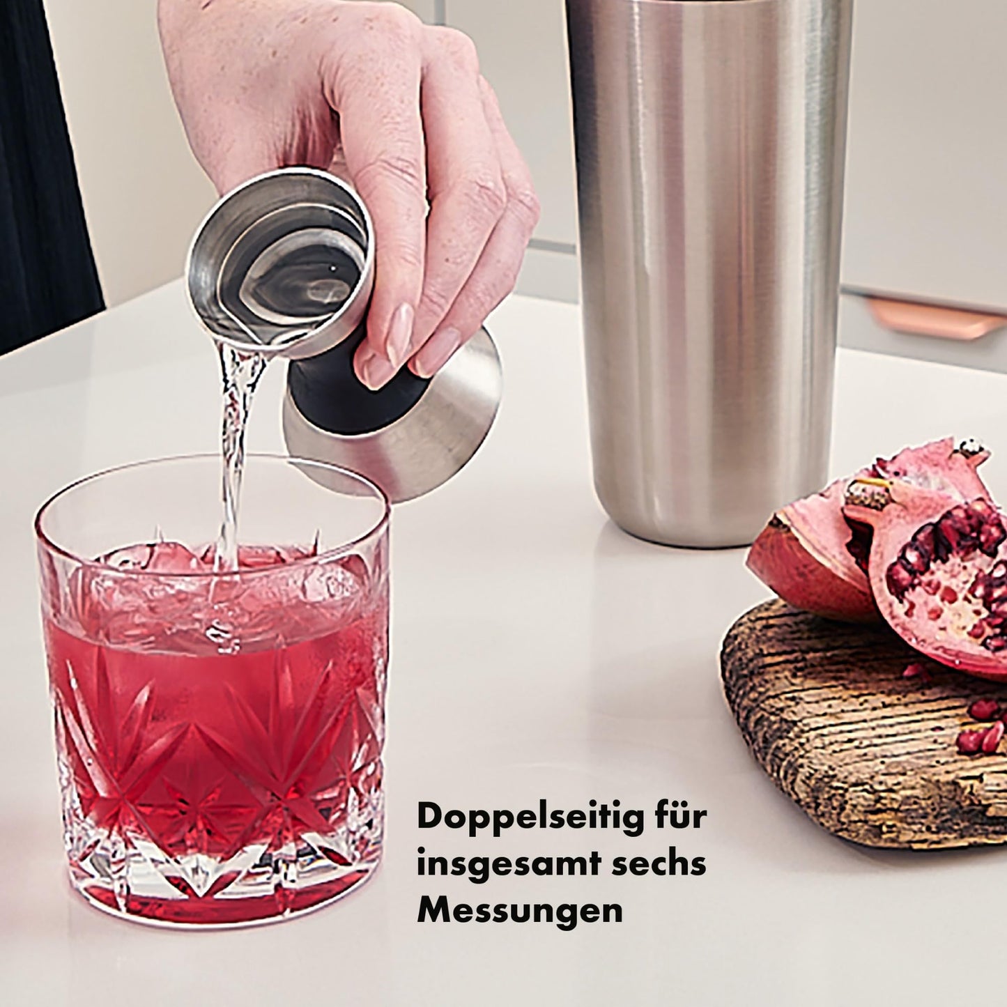 Doppelter OXO Messbecher aus Stahl