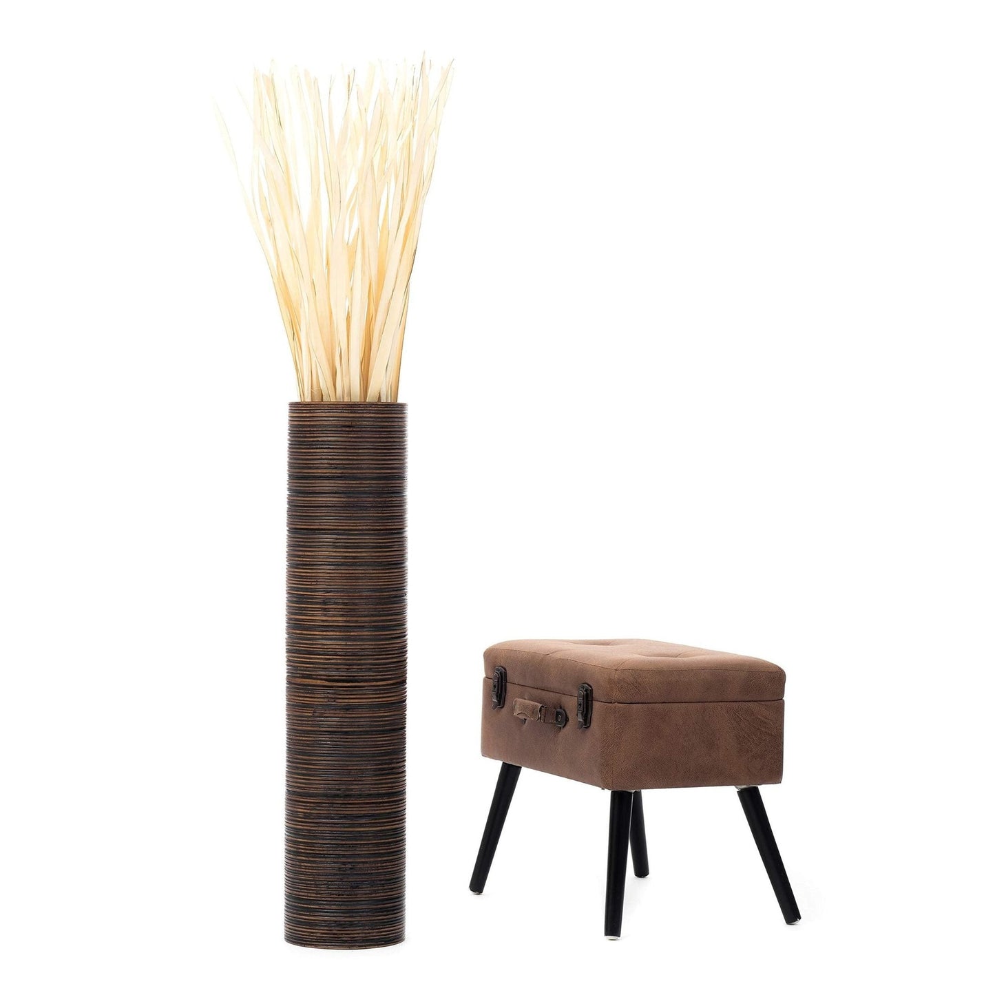 Puinen lattiamaljakko pampaheinille & oksille, 70 cm
