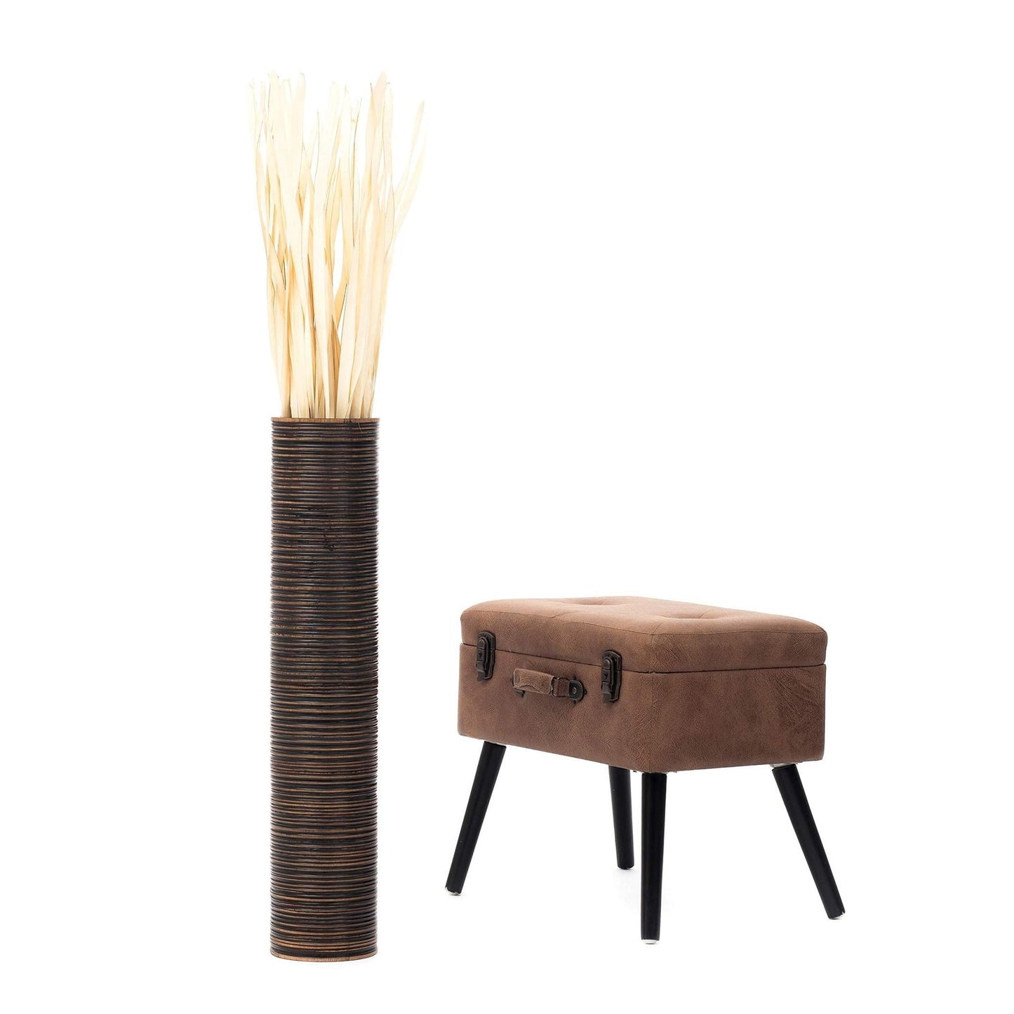 Puinen lattiamaljakko pampaheinille & oksille, 70 cm