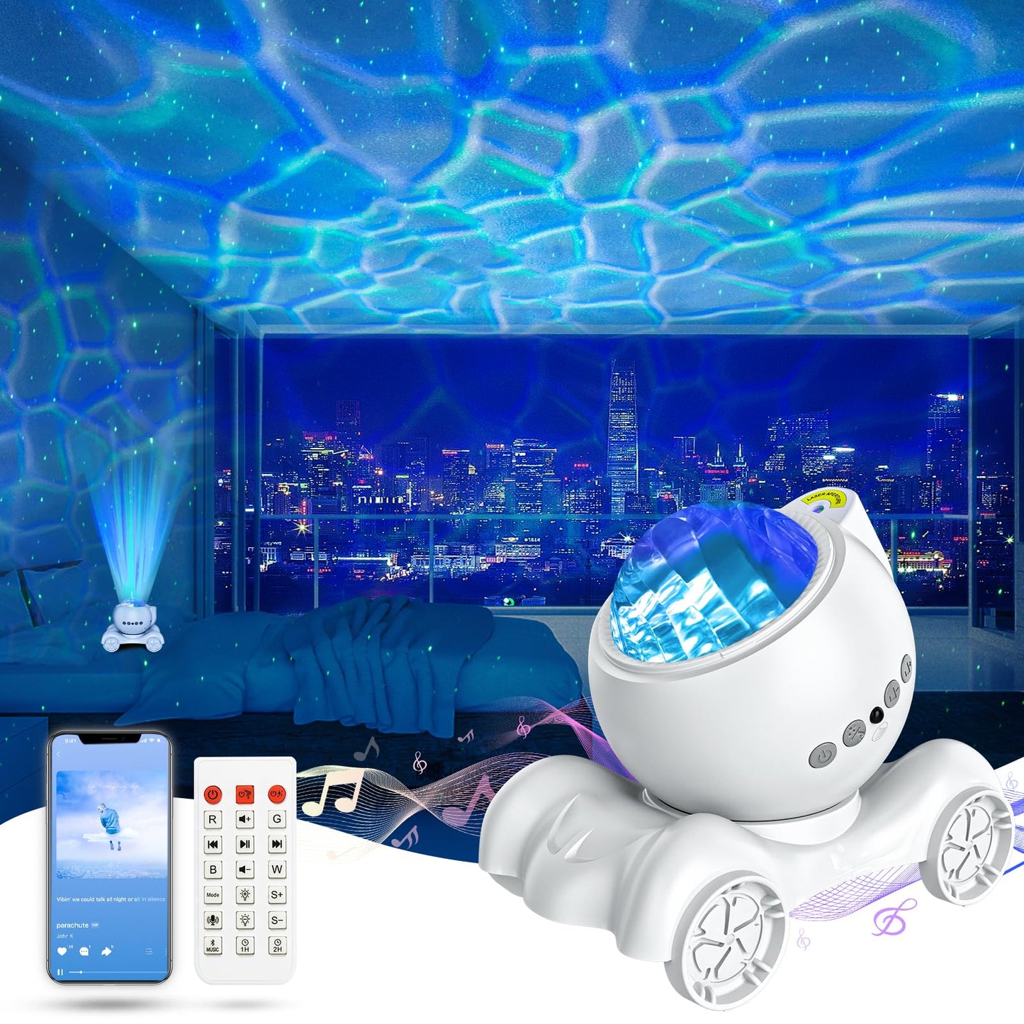 ENOKIK Galaxy Projector – Star & Aurora Night Light with Bluetooth Speaker & White Noise