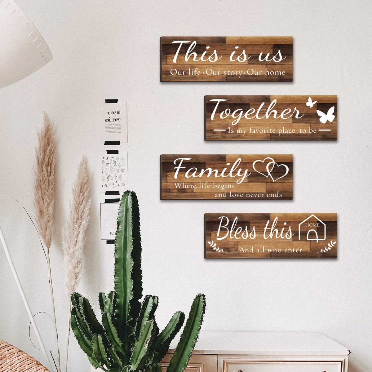 Joyhawk 4 - Piece Rustic Wooden Wall Decor – Farmhouse Signs for Living Room, Bedroom, Kitchen (Grey, 4.7" x 13.8"). - Easiley - B09X3BT2VS