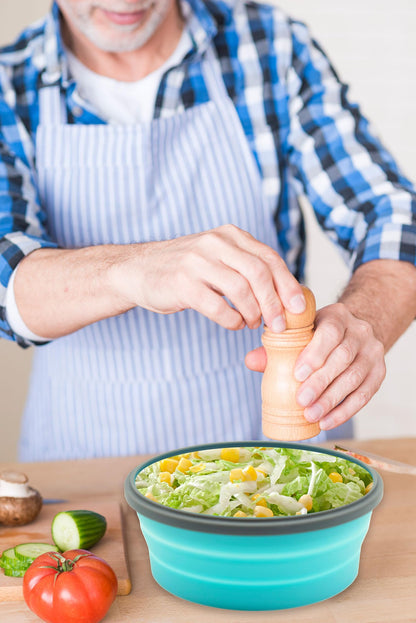 Pack of 4 Foldable Food Storage Boxes with Lid, Collapsible Lunch Box, Foldable Silicone Bowl for Snacks, Meals, Leftovers, On the Go and Home