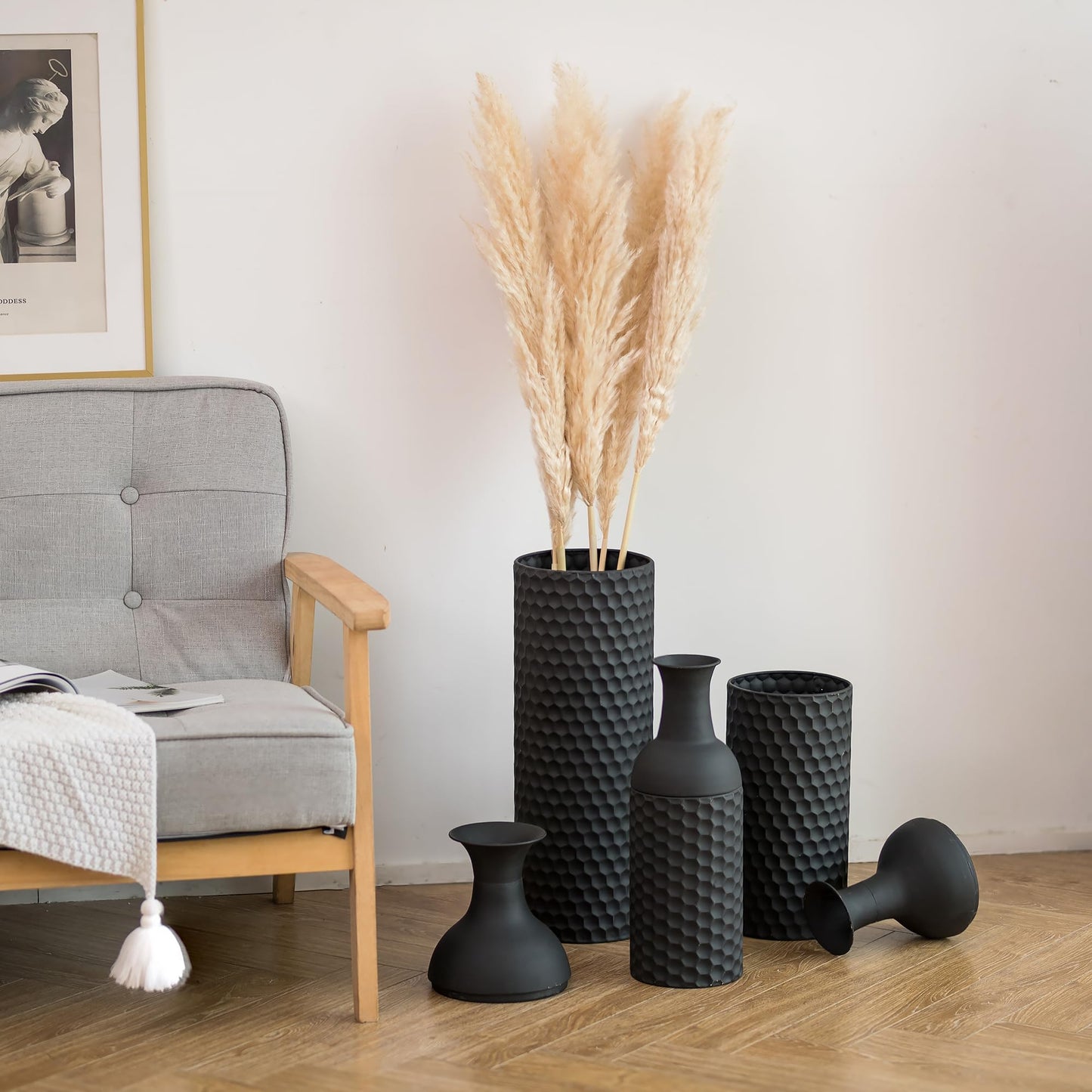 2 kpl sinisiä metallisia lattiamaljakoita (66/60 cm)