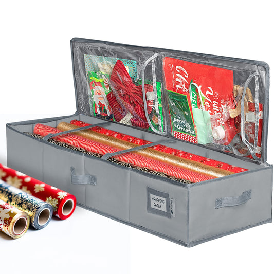 Premium Wrapping Paper Storage – Holds 27 Rolls, Extra Pockets, Underbed Organizer