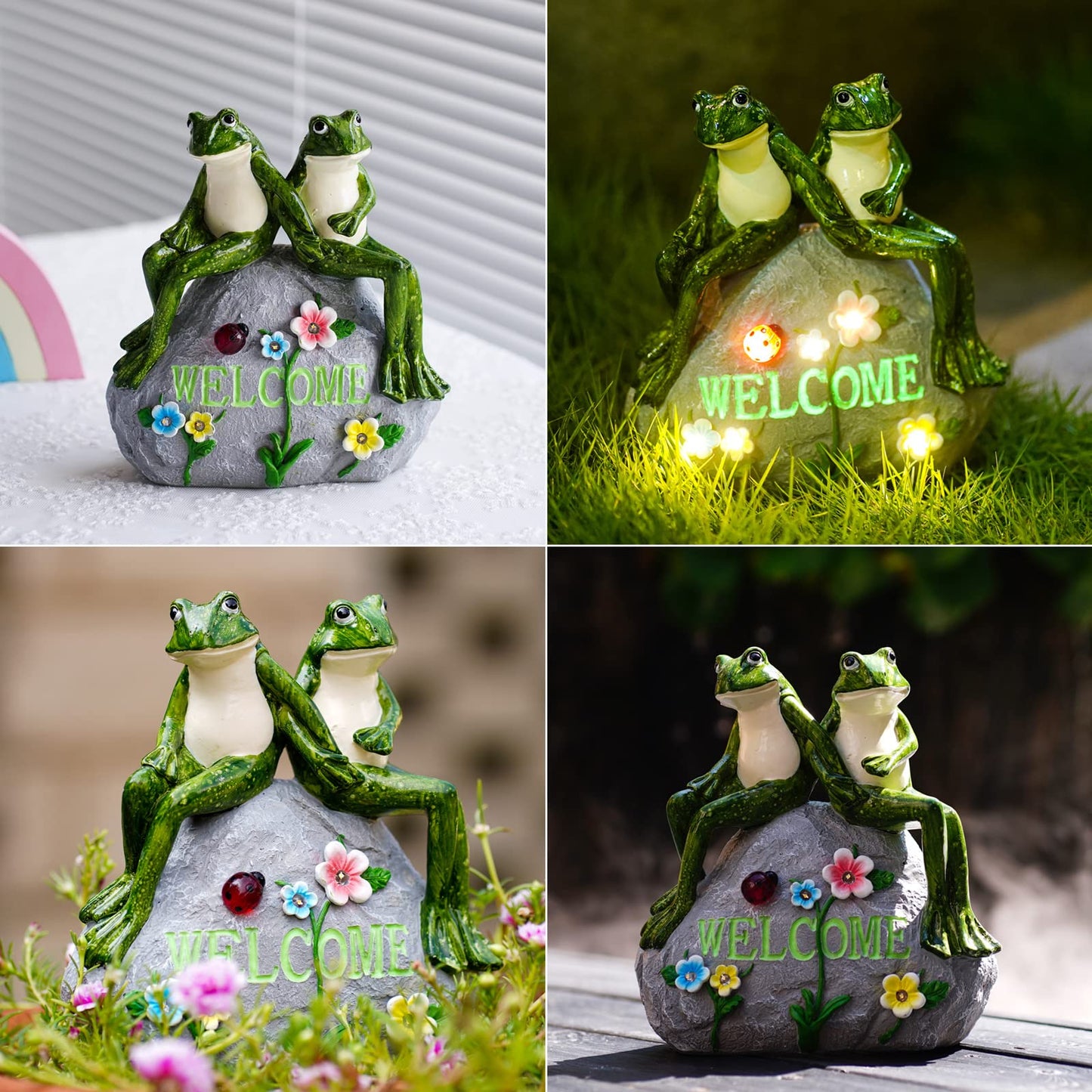 Nacome Solar Turtle Garden Statue – Outdoor Decor with Succulent & 7 LED Lights, Ideal for Patio, Yard, or Balcony