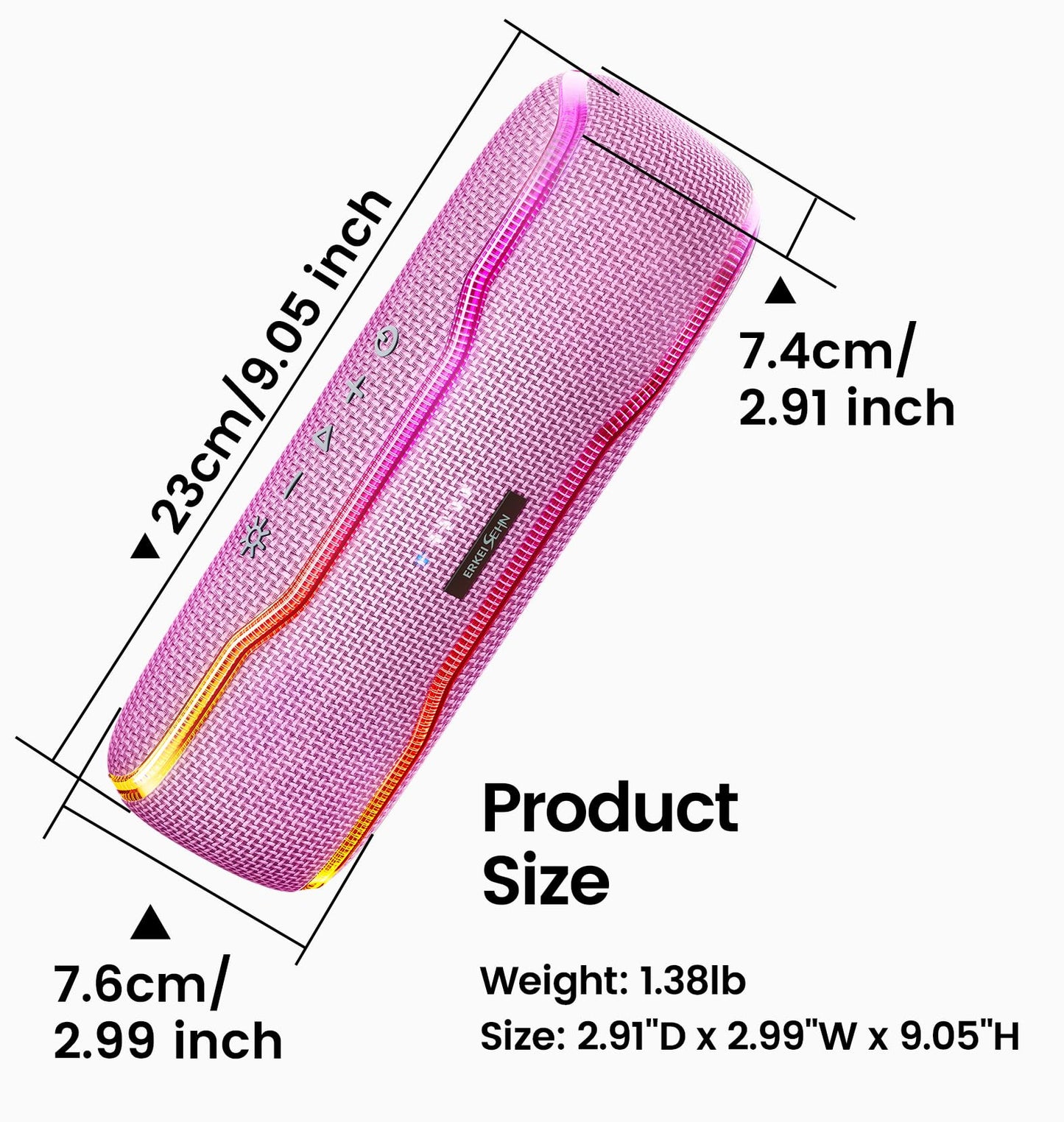 Portable Bluetooth Speaker – IPX7 Waterproof, 25W Super Bass, 24H Playtime, Colorful Lights, 100ft Range, TWS Pairing, Perfect for Outdoor, Party, & Beach.