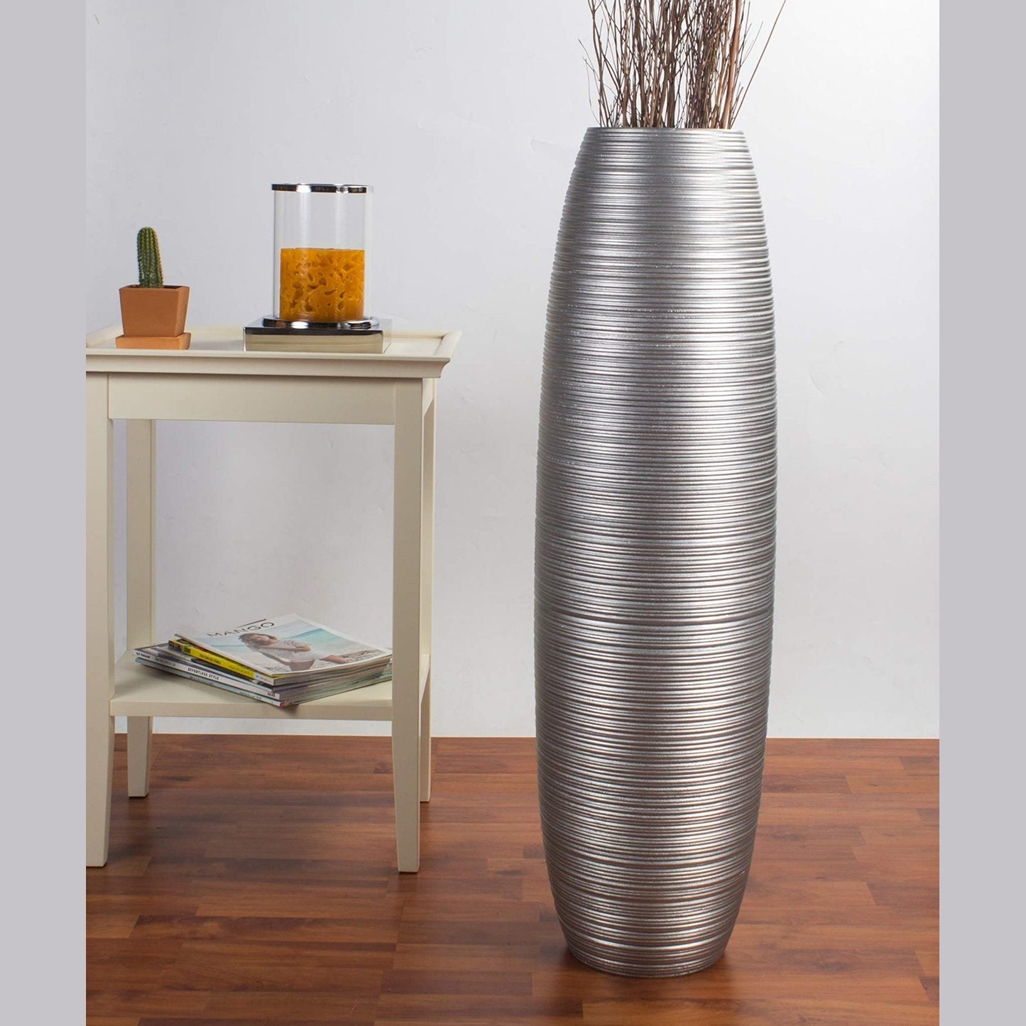 Suuri puinen lattiamaljakko, 70 cm